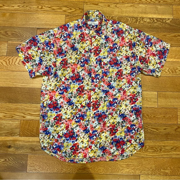 Vintage Guess Georges Marciano Flower Button Up Short Sleeve Shirt Mens Size 1 - Picture 1 of 7